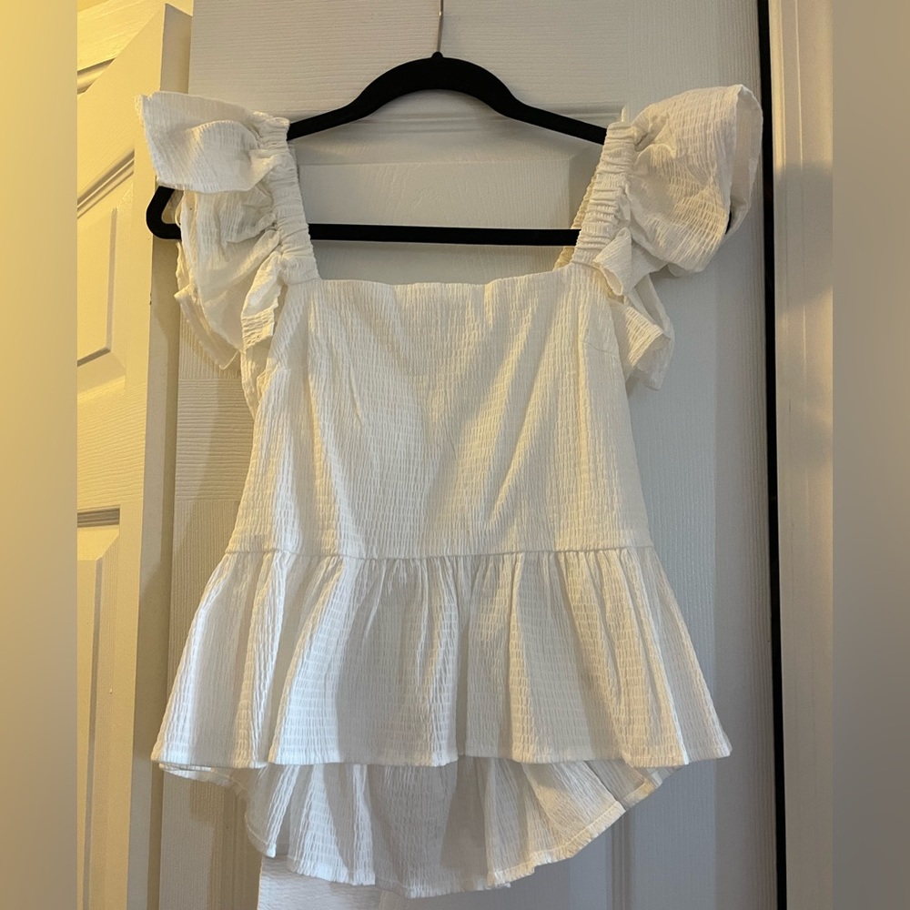 White tie back blouse